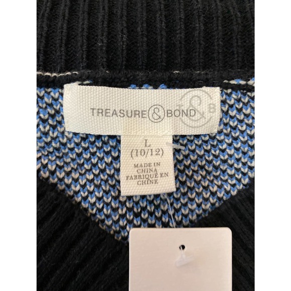 TREASURE & BOND Kids' V-neck Crop Sweater In Ivory Dove Pop Leopard Size L - Picture 2 of 2